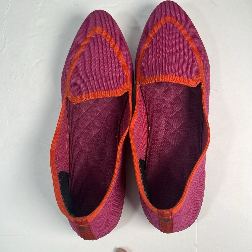 Birdies Blackbird Two Tone Slip On Flats Pink Orange Stretch Washable Size 10 - Picture 8 of 14